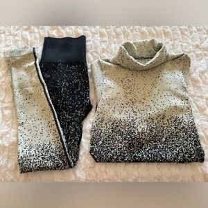 Sage Collective 2 Piece Seamless Active Shirt & Leggings Set BLK & Ivory Size S